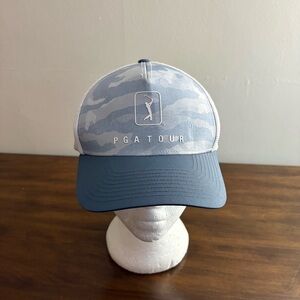 PGA Tour Light Blue Camo Mesh Snapback Hat